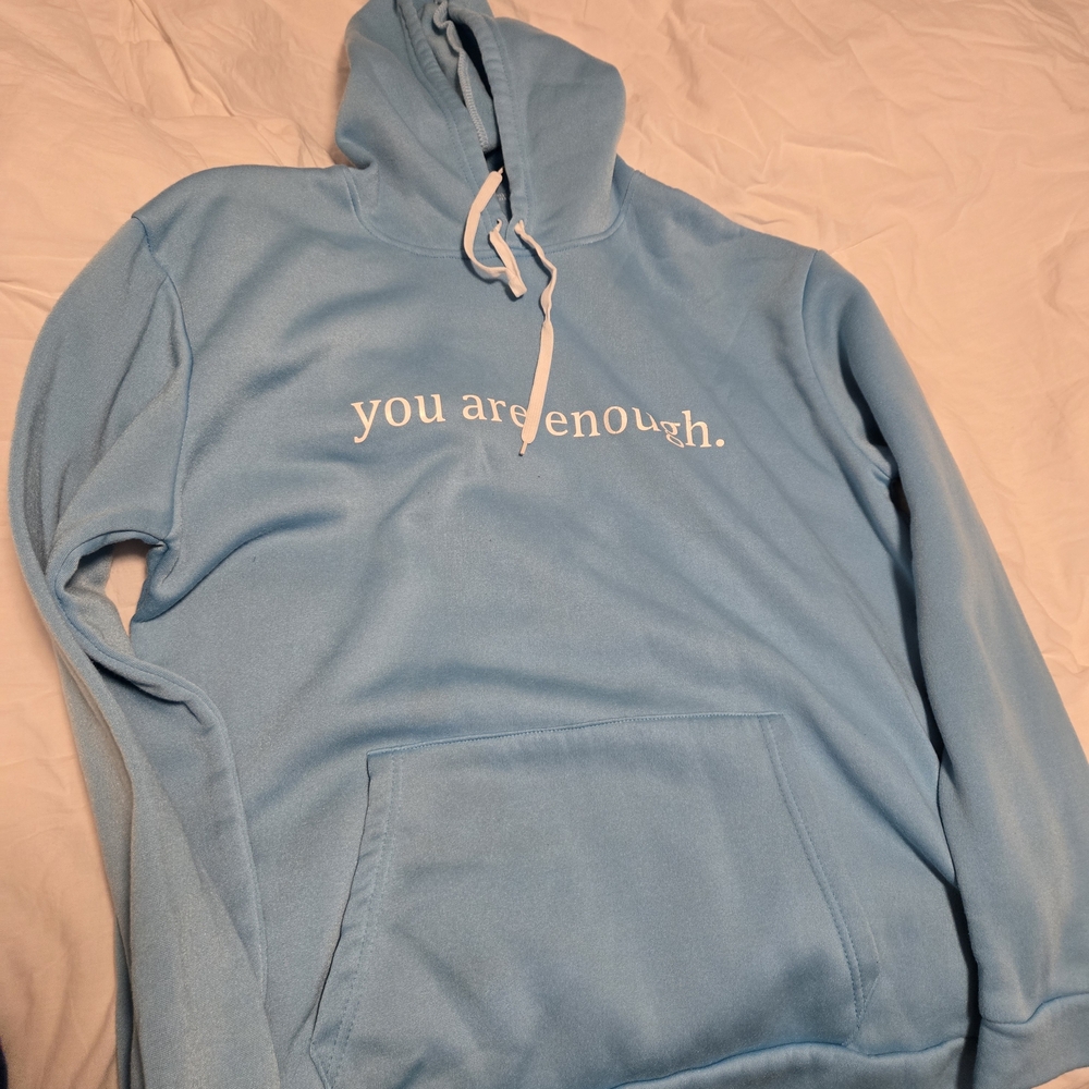 Light Blue Hoodie with Inspirational Text